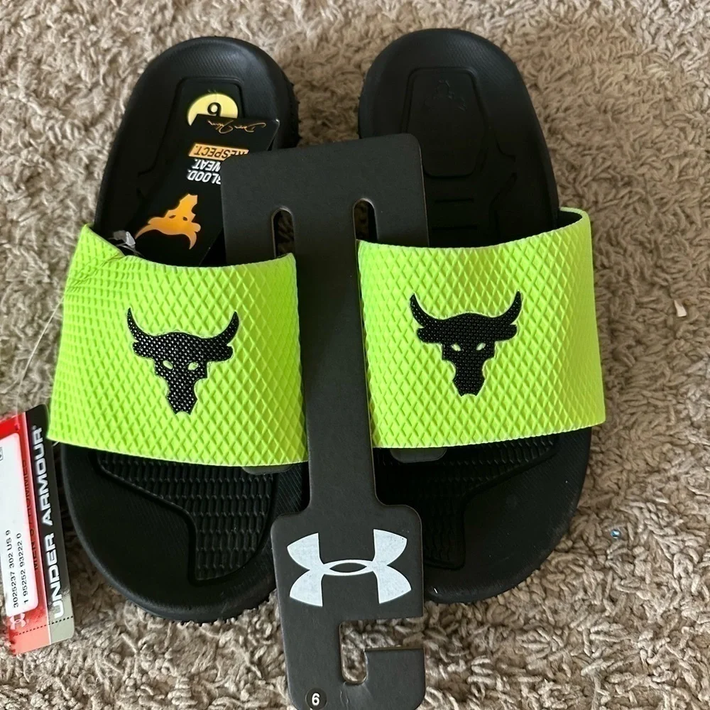 Under Armour UA Project Rock Slides 2.0 Volt Green Black Michelin Wild Gripper